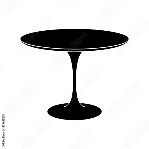 Minimalist silhouette of a modern round table