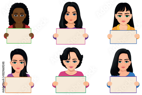 business woman holding blank board