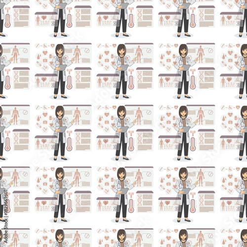 Future Health & Biotech icons pattern illustration
