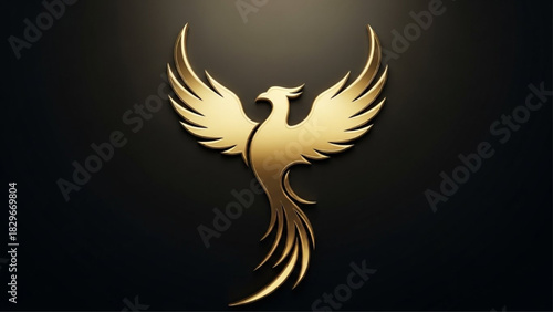 Golden Phoenix bird logo on black background