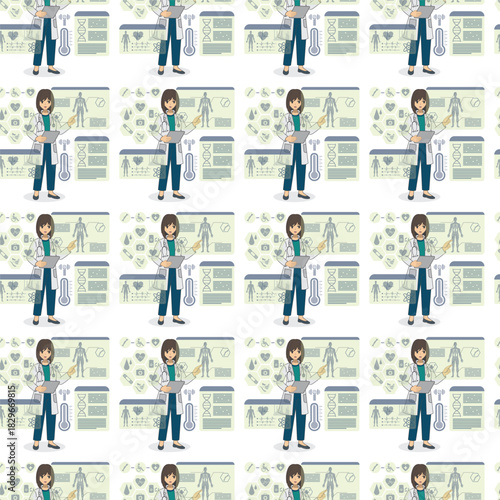 Future Health & Biotech icons pattern illustration
