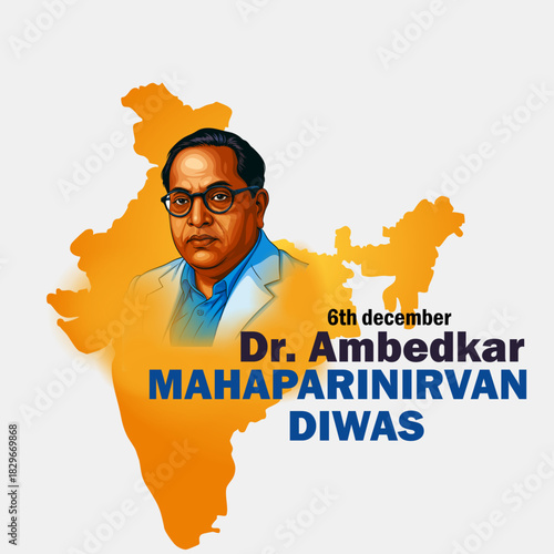 Mahaparinirvan Diwas Tribute Illustration with Cultural Portrait and India Map Background