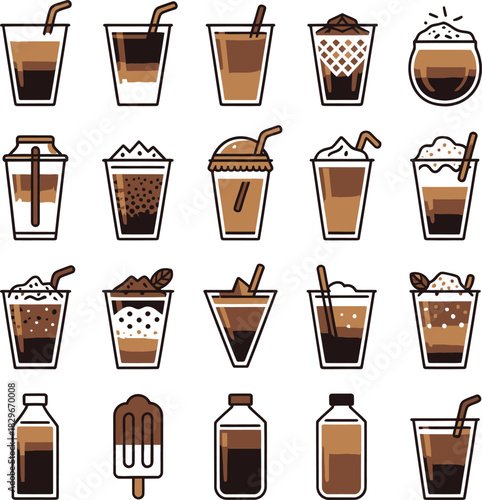 Iced Coffee and Cold Brew Drink Icons