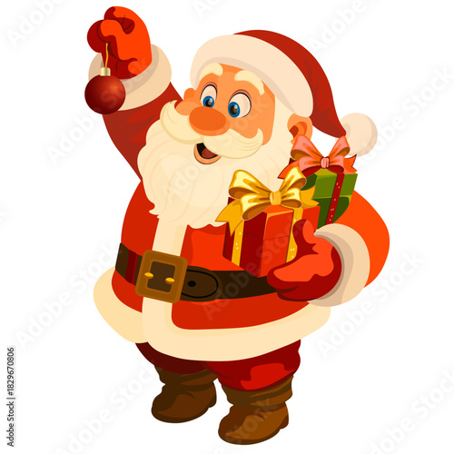 Santa Claus with gifts without background