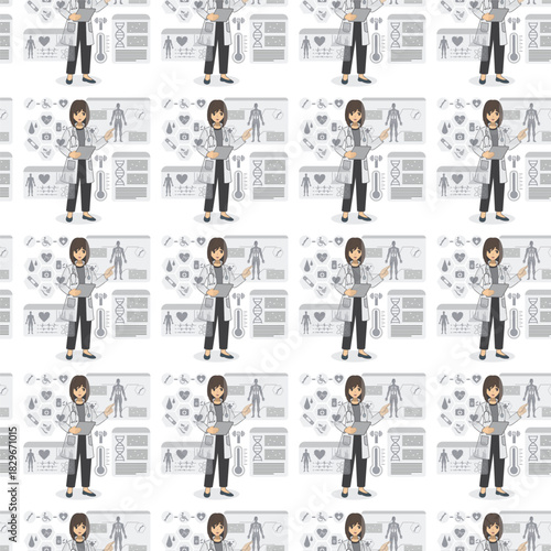 Future Health & Biotech icons pattern illustration
