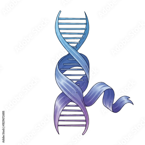 DNA double helix illustration with a flowing ribbon effect