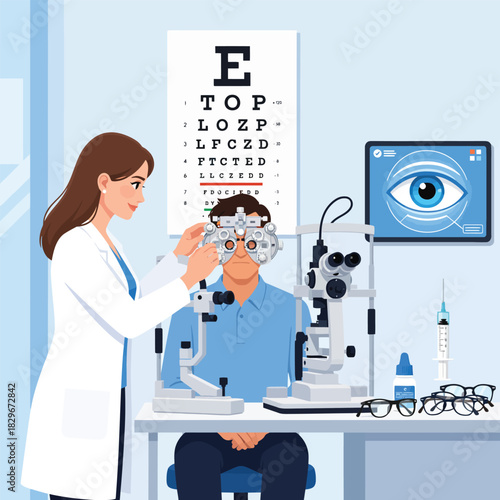A doctor in a medical lab is conducting scientific research using a microscope on a patient's health analysis