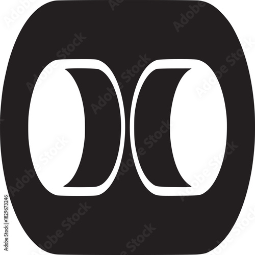 A minimalist black and white illustration of two toggle switches in an elongated oval shape