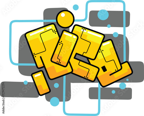 nice word graffiti text font sticker illustration	
