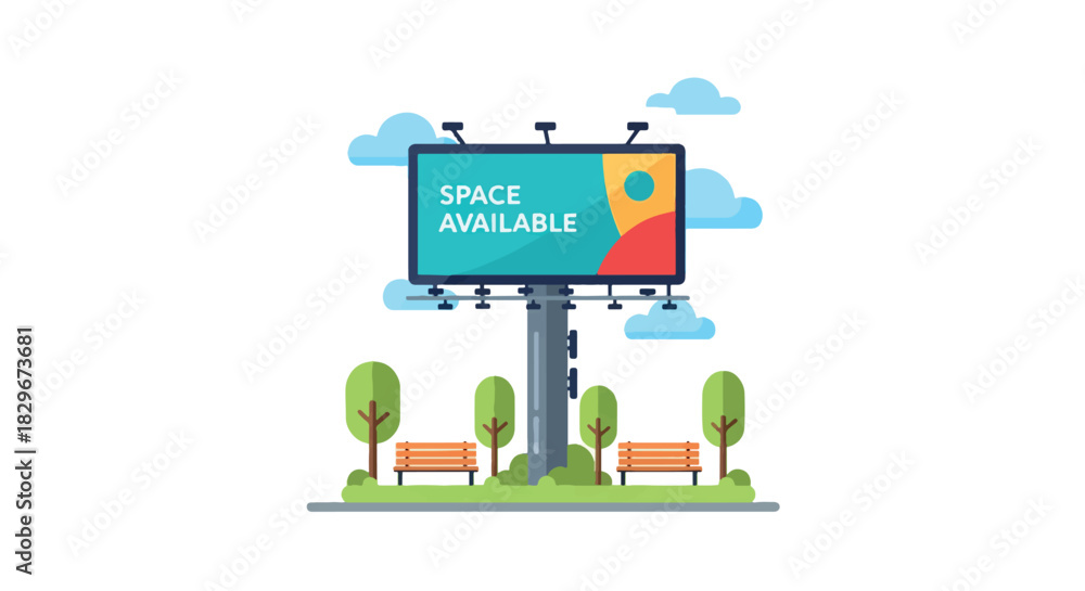 Fototapeta premium A flat illustration of a large outdoor billboard displaying 