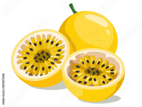 Delicious yellow passion fruit still life, showcasing the vibrant tropical flavor and exotic sweetness, perfect for healthy eating and vibrant recipes