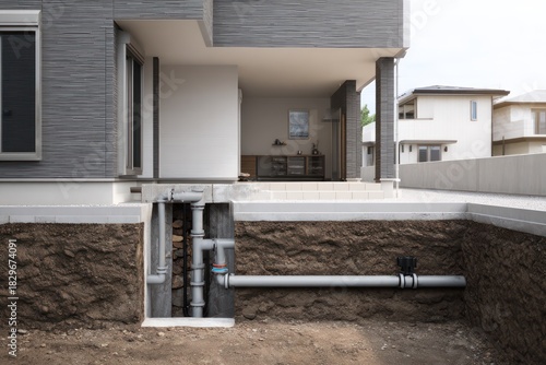 Wallpaper Mural Blue Pipe Detail: Residential Plumbing System at New Modern House Torontodigital.ca