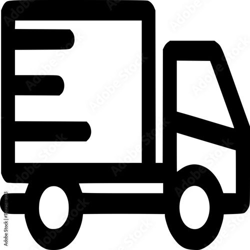 Shipping Delivery Truck Icon: A stark illustration of a cargo truck, a symbol of timely delivery, efficiency, and logistical prowess. Its simple yet powerful design.