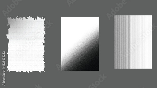 Set of empty white paper banners on a wood-framed gallery wall with light and ample space for design or illustration