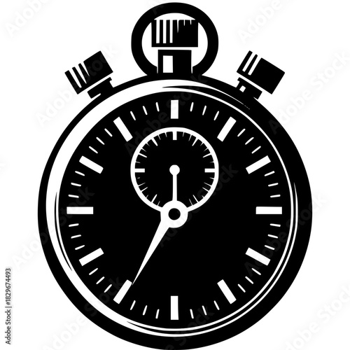 Precise Timing: A monochrome illustration of a classic stopwatch, showcasing the essence of accurate timekeeping and measuring moments.