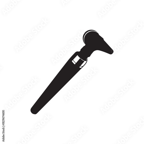 Black Color Otoscope Silhouette Vector Illustration, Solid White Background.