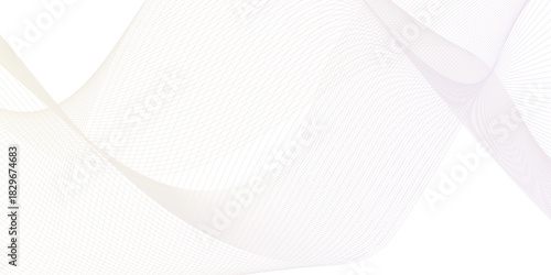 Abstract smooth white and gray gradient line frequency. isolated element creative blend curve flow line technology. modern white web banner vector beautiful waveform light music energy design.	