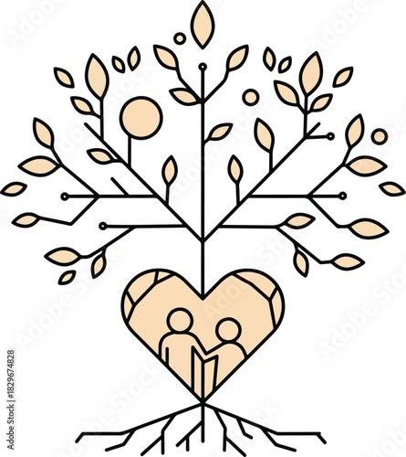 Heart-shaped Tree of Life Symbolizing Growth and Connection