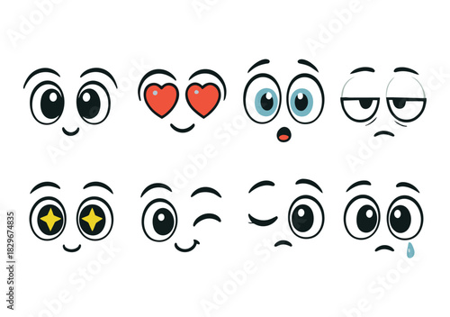 Collection of Cartoon Eyes Expressing Various Emotions expression happy