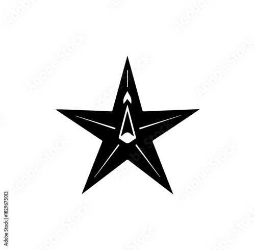 Bold star icon with unique cutout design for logos or graphic elements use