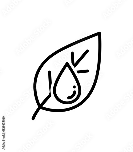 Elegant leaf and water drop icon promoting natural wellness and eco-friendly lifestyle