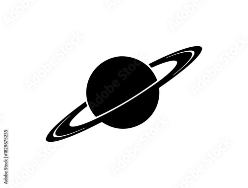 Saturn's rings, elegant planet icon for science, astronomy projects and cosmic designs