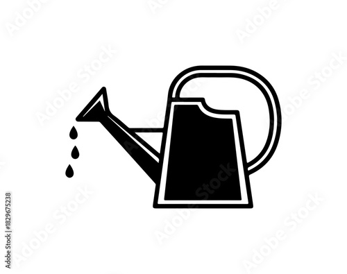 Watering can icon dripping water, a simple gardening tool for plant care needs