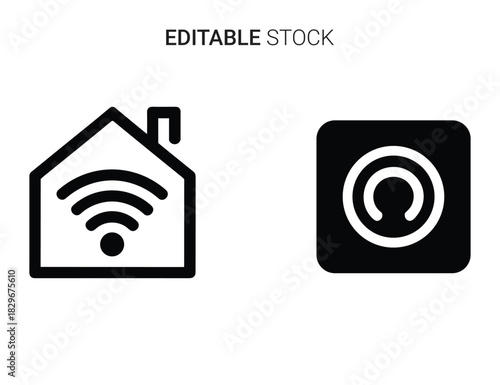 Beautiful silhouette vector of black and white icon set for smart home wifi connection and sensor