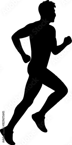 running man silhouette on white background.