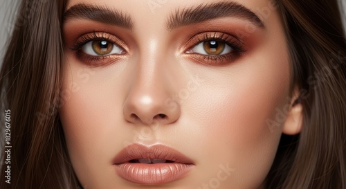 Wallpaper Mural Young caucasian female with brown eyes and bold eyeshadow close-up portrait Torontodigital.ca