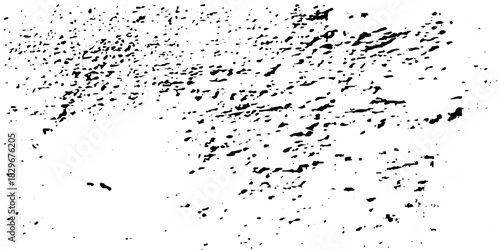 Distress urban overlay spotted concrete grain surface grainy noise rust wall grunge black splatter and white background. damaged chalk crack rough ink wall texture.	
