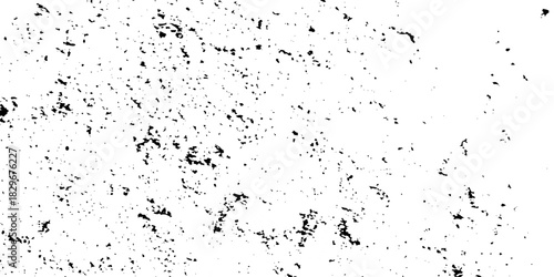 Distress urban overlay spotted concrete grain surface grainy noise rust wall grunge black splatter and white background. damaged chalk crack rough ink wall texture.	