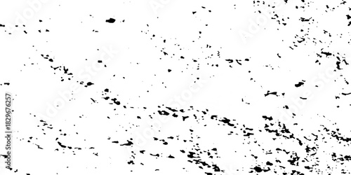 Distress urban overlay spotted concrete grain surface grainy noise rust wall grunge black splatter and white background. damaged chalk crack rough ink wall texture.	