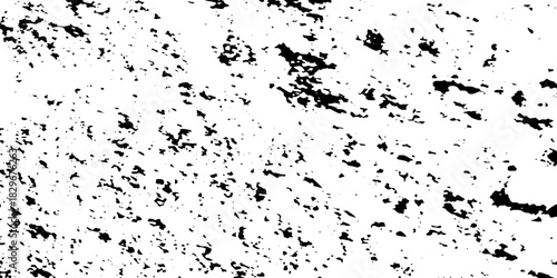 Distress urban overlay spotted concrete grain surface grainy noise rust wall grunge black splatter and white background. damaged chalk crack rough ink wall texture.	