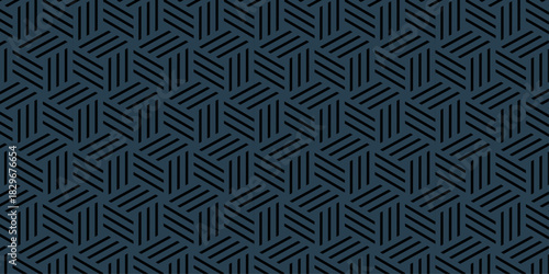 Geometric dark gray seamless overlap triangle fabric lap ornament decoration wall and floor line square mosaic floral wallpaper background.	