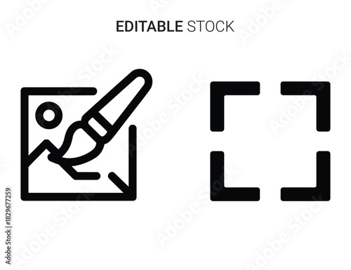 Beautiful silhouette vector of two black line icons representing image editing and cropping tools