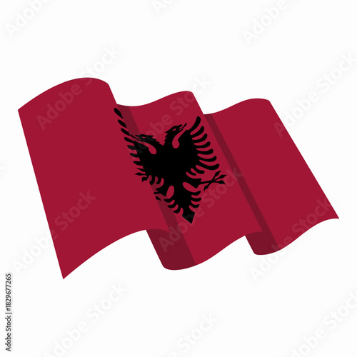 Waving Albania Flag Illustration on White Background