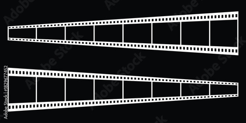 Long vector Film strip icon. Old retro tape film video movies, Grunge vintage film strip for photo video filming. eps 10