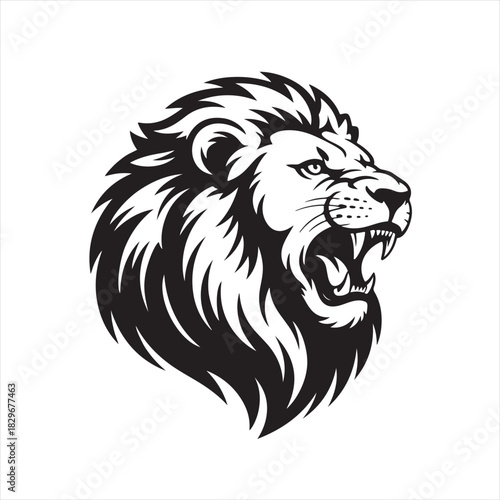 Wallpaper Mural Fierce lion head roaring with open mouth and sharp teeth Torontodigital.ca