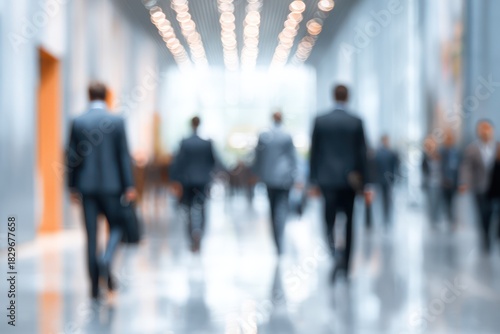 Wallpaper Mural Abstract Blur of Business People Walking in Modern Hallway Torontodigital.ca