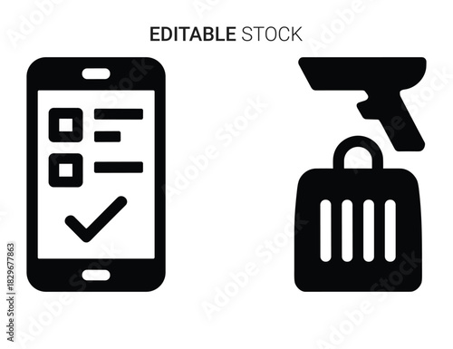 Beautiful silhouette vector of black and white icon set for cleaning service and mobile app task list