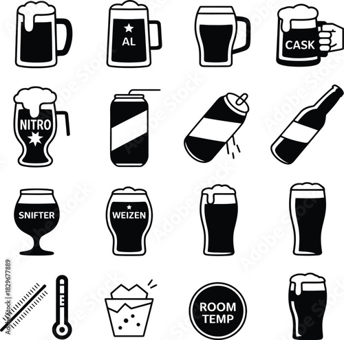 Beer Varieties and Pub Glassware Icons