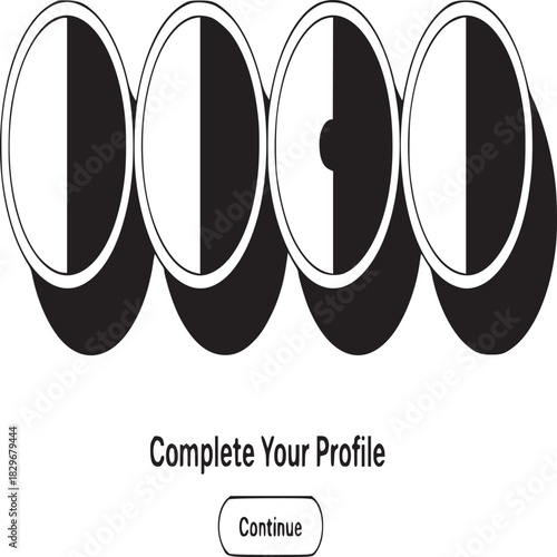 Four circles with varying black and white sections and shadows above complete your profile text