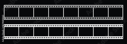 Film strip vector  set. Retro cinema movie filmstrip design. Camera roll film negative reel. Cinema tape, retro tape frame or border. eps 10
