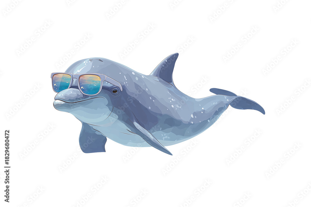 Obraz premium Cool dolphin wearing stylish sunglasses ready for summer vacation fun adventure