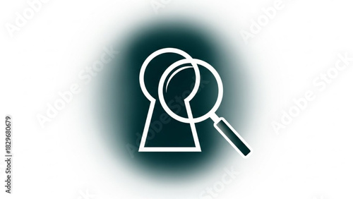 Outline icon of keyhole and magnifying glass