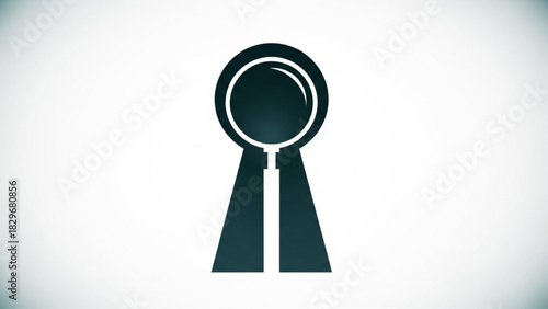 Magnifying glass revealing a keyhole icon