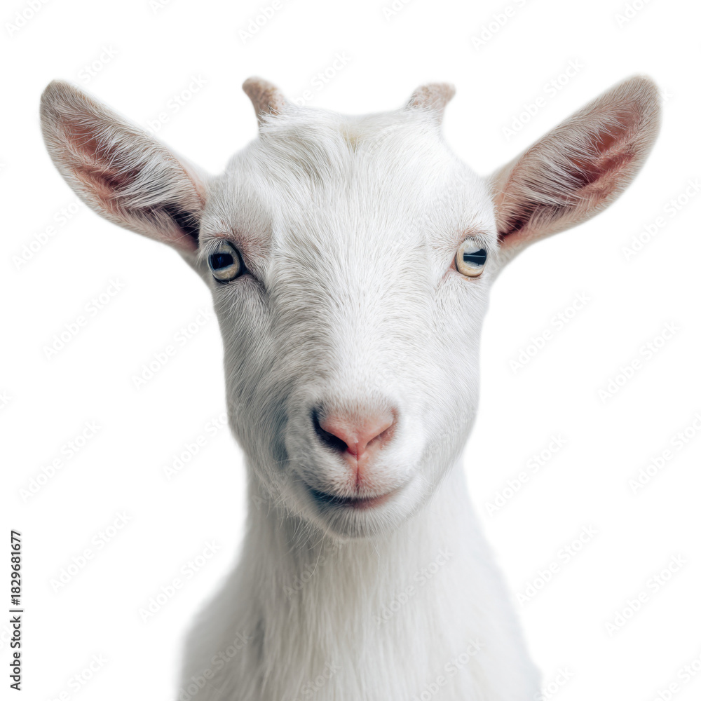 Fototapeta premium A white goat with a blue eye