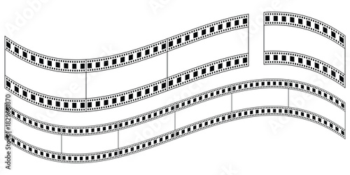 Films Strip Frames Collection. film strip illustration. movie film strip. Film tape vintage icon isolate. Film strip frame or border set. Photo, cinema or movie negative. Vector illustration.