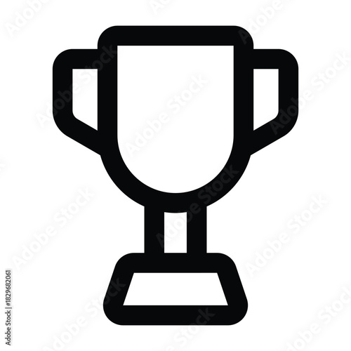 Minimalist black line trophy with clean shapes, ideal for education, achievement, competition, and success themes on light backgrounds.